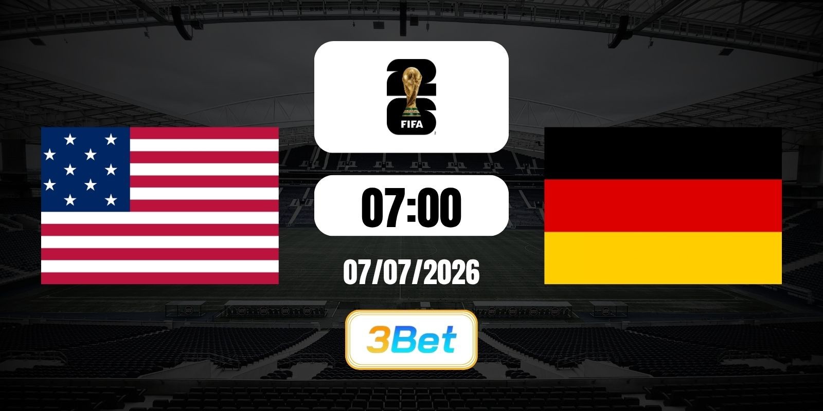 3BET Soi kèo Mỹ vs Bỉ 07h00 ngày 07/07/2026 - World Cup