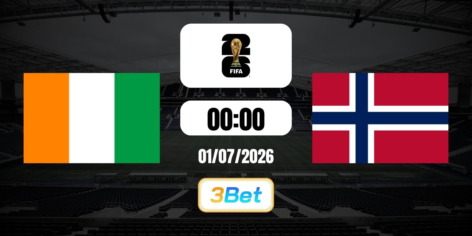 3BET Soi kèo Bờ Biển Ngà vs Na Uy 00h00 ngày 01/07/2026 - World Cup
